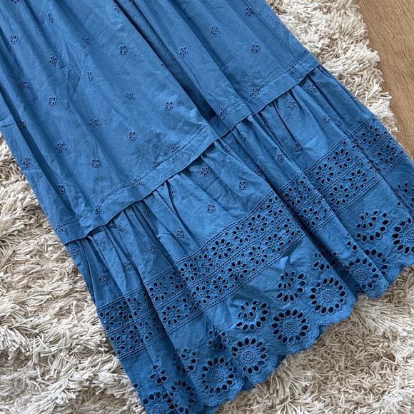 Betsey Johnson Smocked Embroidered Eyelet Midi Dress - Picture 2 of 4